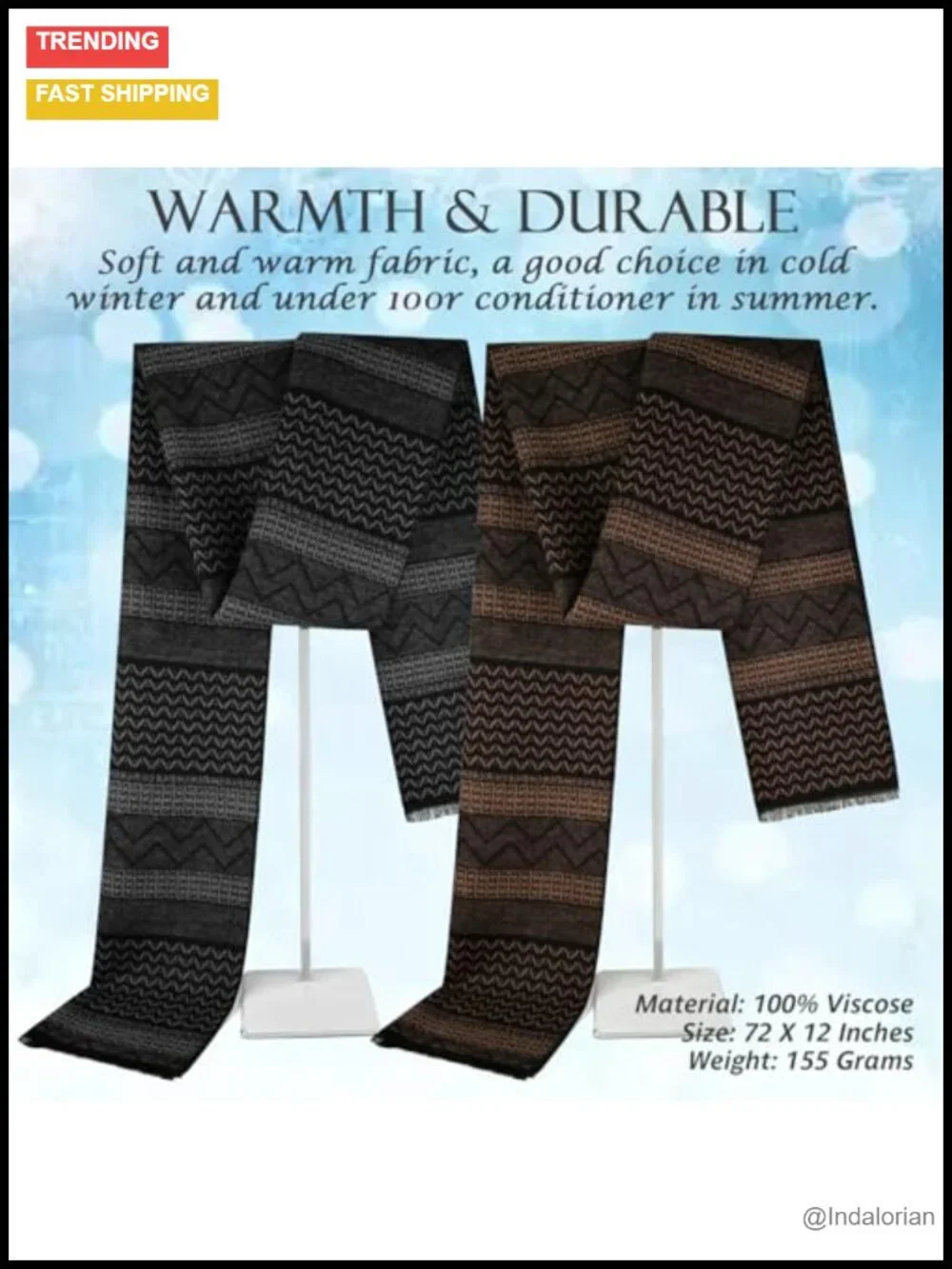 Winter Scarf, Soft Cashmere-Like Touch, Warm Long Neck Scarf for Cold Weather